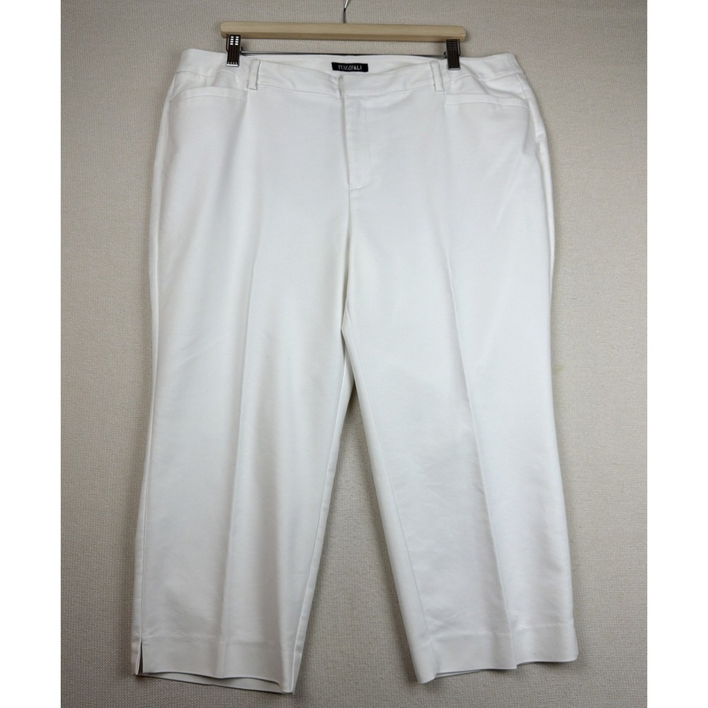 Dress Barn Roz & Ali Woman Cropped White Dress Pants Size 16 Resort Office